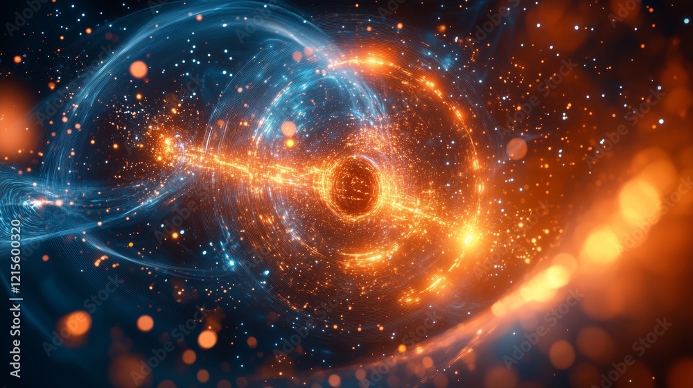 Fototapeta premium Dynamic Cosmic Interactions in Vibrant Galactic Space Visuals