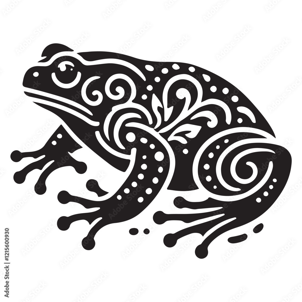 Fototapeta premium Black Color Toad silhouette design Vector Illustration, Solid White Background (7).eps