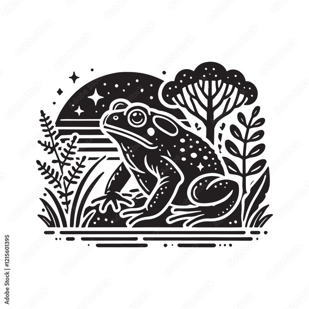 Obraz premium Black Color Toad silhouette design Vector Illustration, Solid White Background (13).eps