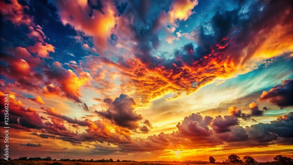 Fototapeta premium Vintage Sunset Sky: Colorful Cloudscape Background Image