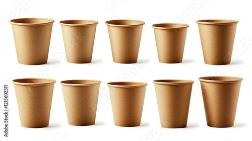 Wallpaper Mural Set of eco-friendly and recyclable kraft cardboard cups isolated on white background or transparent background. Torontodigital.ca
