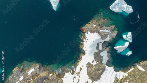 The Soutern Ocean from above. Water and coast. photo