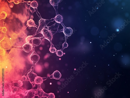 Abstract Science atoms and molecules. View of Human Genome Structure on Dark Background
