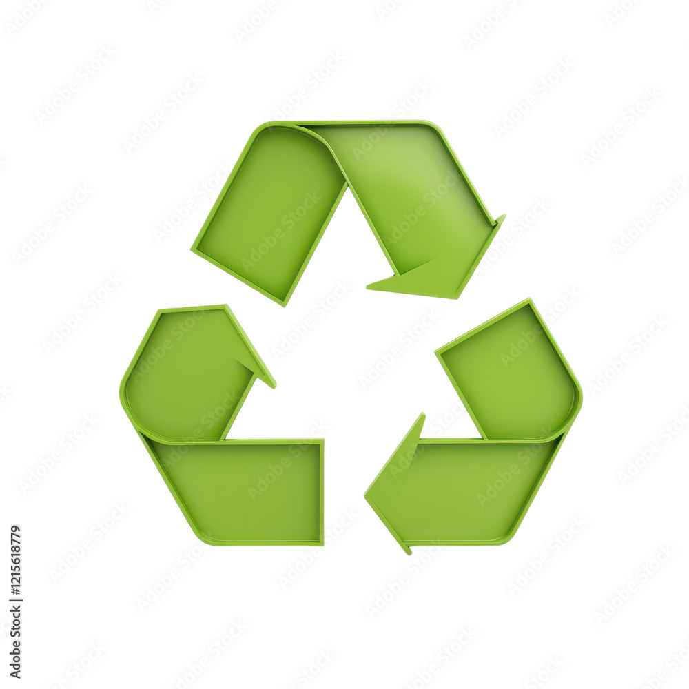 Fototapeta premium A green recycling symbol featuring three arrows in a circular arrangement, Transparent Background.