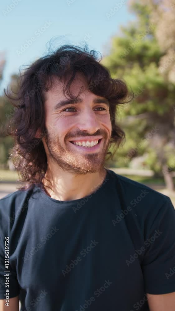 Happy Man Smiles After Seeing A Joy Before His Eyes Happy Man Smiles After Seeing A Joy Before His Eyes