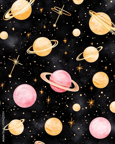 Elegant astrology background Colorful planets in starry space background.