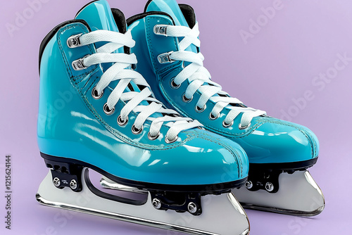 Pair of Light Blue Patent Leather Ice Skates