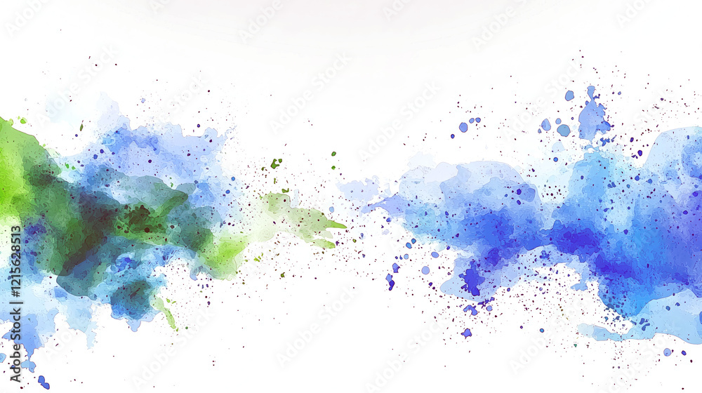 Obraz premium Abstract Watercolor Painting: Blue and Green Color Splashes, Dynamic Texture Background