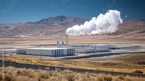 Geothermal Power Plant in Nevada's Desert Landscape