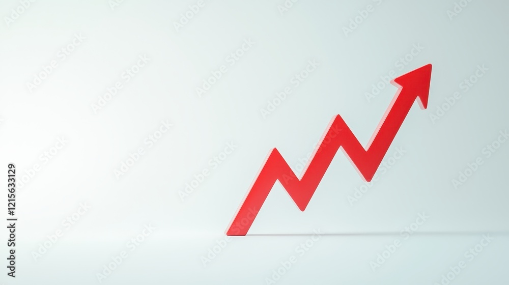 Red Growth Arrow Showing Upward Trend in Business Red Growth Arrow Showing Upward Trend in Business