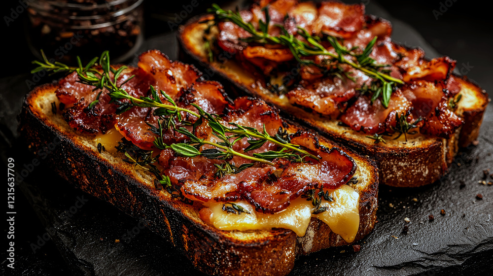 Crispy Bacon and Melted Cheese Toast: A Gourmet Appetizer Recipe Crispy Bacon and Melted Cheese Toast: A Gourmet Appetizer Recipe