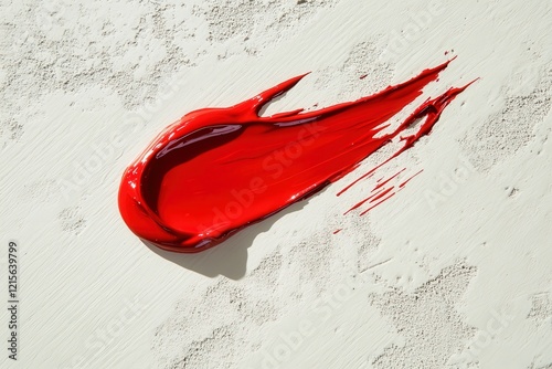 A bold, artistic composition featuring a striking red paint smudge against a white background, representing creativity, passion, and the essence of modern art.