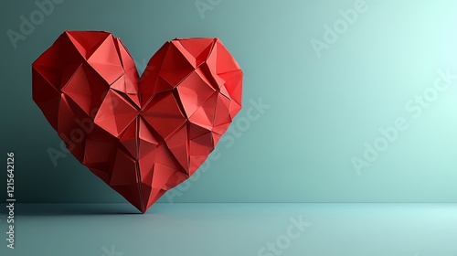 Generative AI origami paper heart Valentinea??s Day greeting card photo