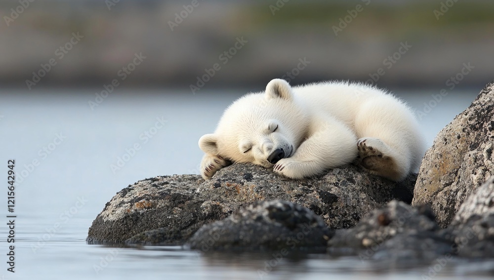 Fototapeta premium Polar bears white: Arctic predator, icy habitat, snowy camouflage, majestic mammal, frozen tundra, endangered species, winter survival, marine hunter, northern wilderness, climate challenge.