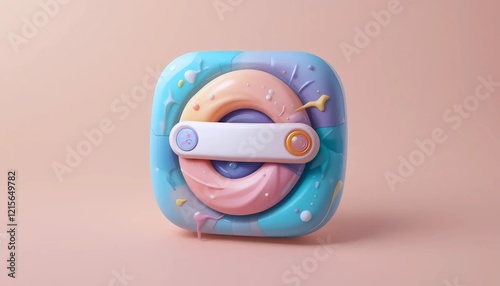 Claymorphism 3D Search Icon Illustration with Glossy Finish and Bright Pastel Colors photo