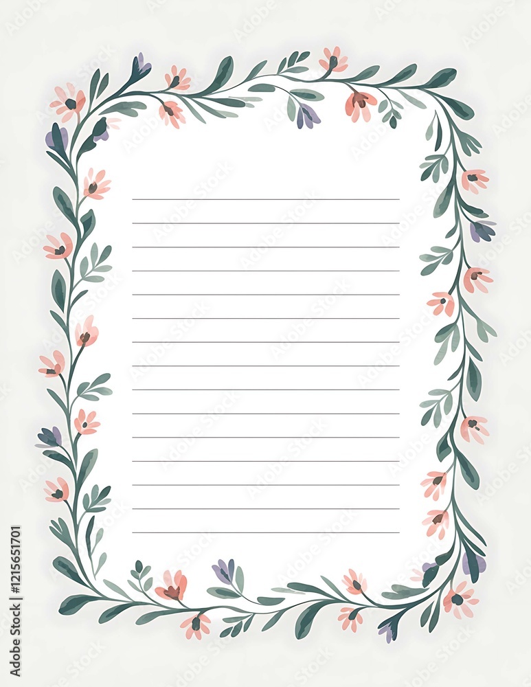Obraz premium watercolor floral lined note pad 