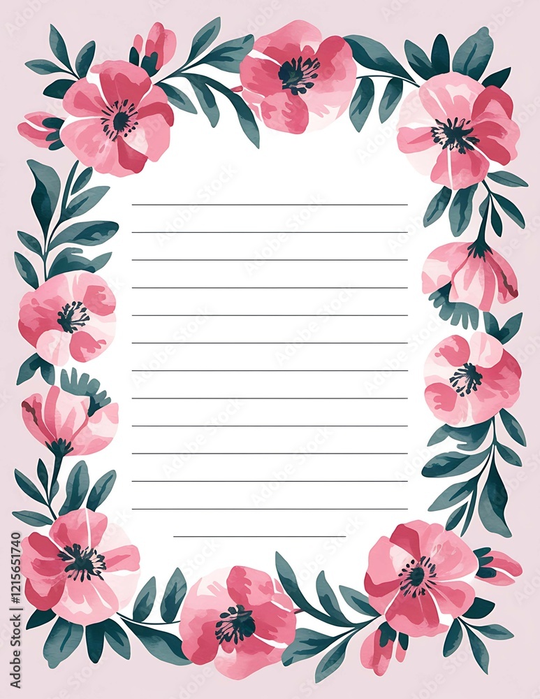 Obraz premium watercolor floral lined note pad