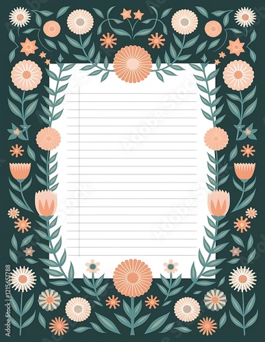 watercolor floral lined note pad 