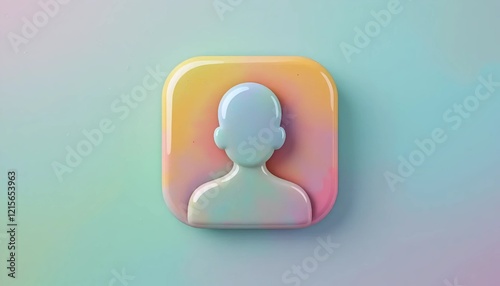 Claymorphism 3D Profile Picture Illustration with Glossy Finish and Bright Pastel Color photo