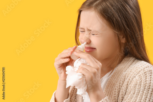 Ill little girl with nasal ...