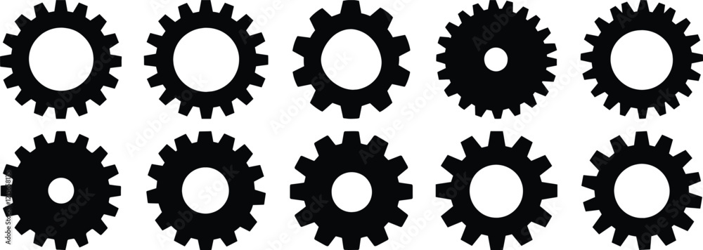 Gear silhouette set vector design big pack of engineer illustration and icon Gear silhouette set vector design big pack of engineer illustration and icon