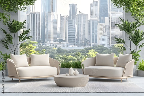 Modern Urban Patio Furniture with City View photo