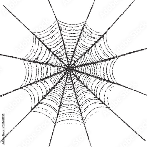 Spider net vintage y2k stipple art, horror halftone stipple brutalist retro vector png with transparent background, web 2000s aesthetic photocopy effect tattoo