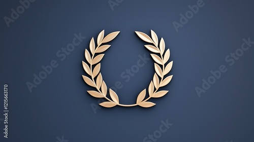 Gold laurel wreath on dark blue background.