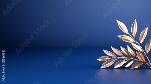 Golden leaves on a blue background.