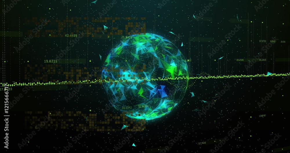 Obraz premium Image of digital data processing over globe