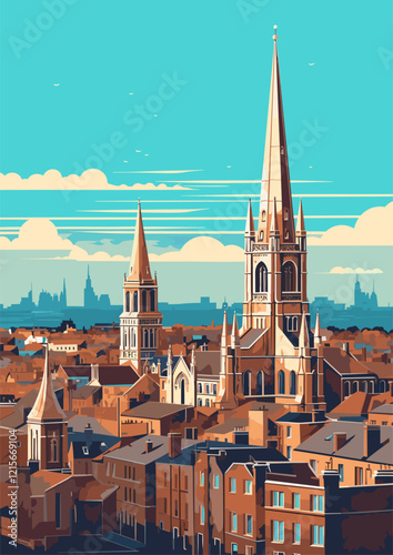 Canvas Print Travel Destination in Dublin Ireland vintage print