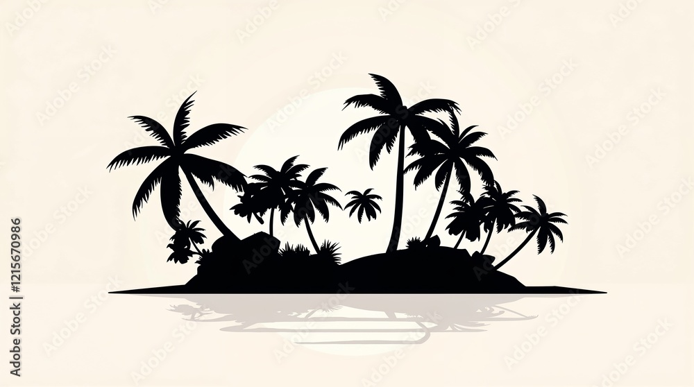Fototapeta premium tropical island evening silhouette