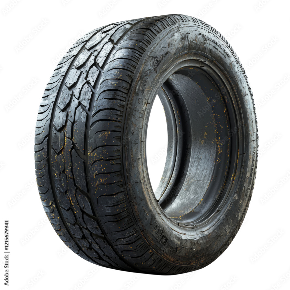 Worn Tire Isolated on White Isolated on transparent background Worn Tire Isolated on White Isolated on transparent background