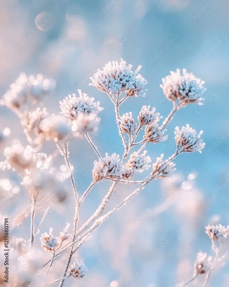 Frosty winter wildflowers in soft light. Frosty winter wildflowers in soft light.