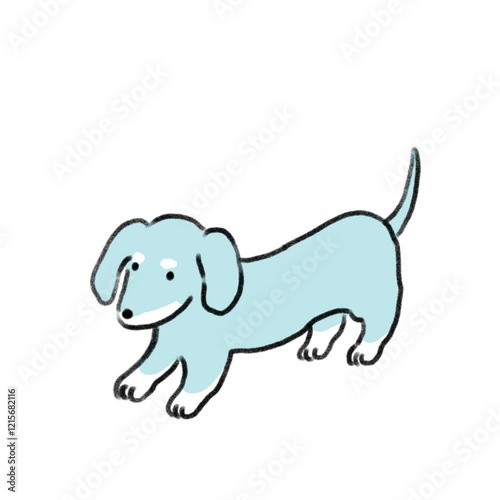 可愛いシンプルな線画の犬のダックスフンド　アニメーション