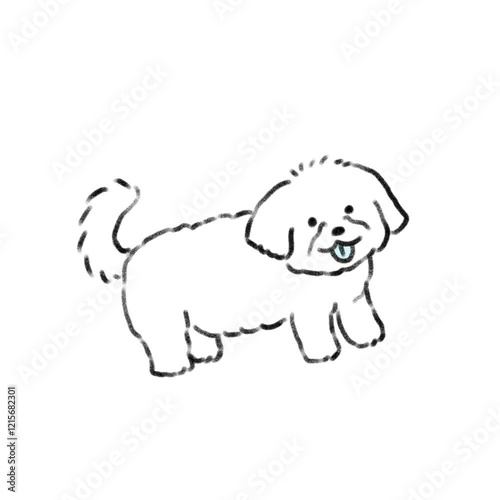 可愛いシンプルな線画の犬のマルチーズ　アニメーション
