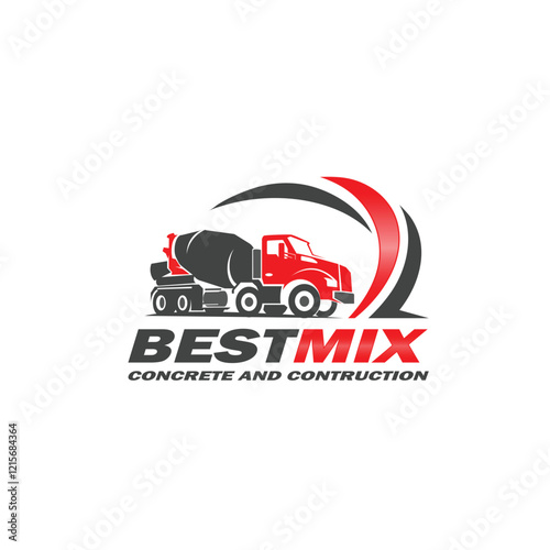 Concrete mixer truck logo vector