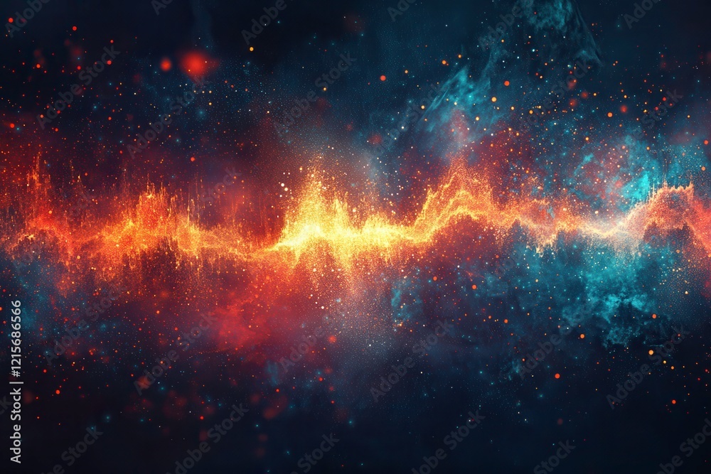 Fototapeta premium Colorful Representation of Sound Waves on Dark Background Highlighting Artistic Creativity. Generative AI