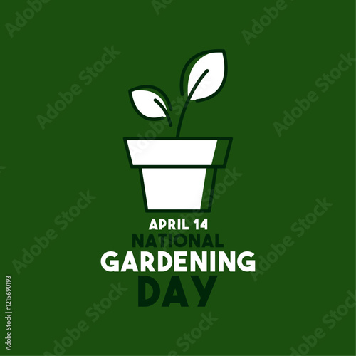 National Gardening Day. April 14. Poster, banner, card, background.