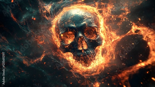 Fiery Skull Engulfed In Blazing Inferno