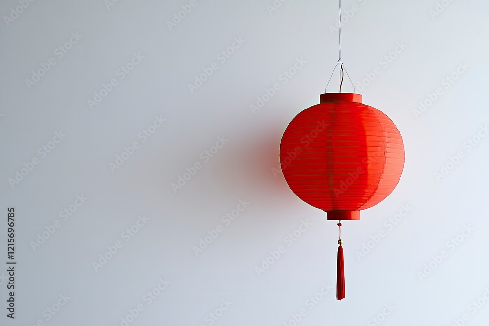 Obraz premium Red Paper Lantern Hanging Minimalist Decor Asian Style