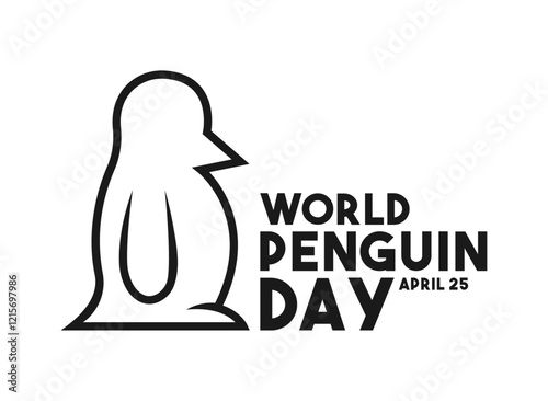 World Penguin Day. April 25. Penguin line icon. White background. Poster, banner, card, background.