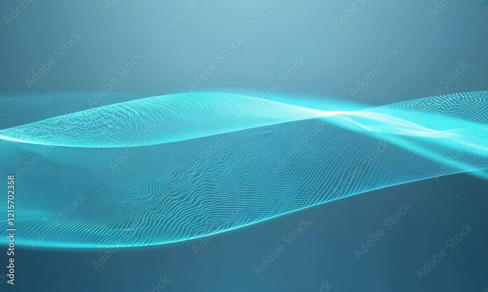 Abstract flowing blue wave background, smooth motion of glowing particles and lines on a blue gradient backdrop, perfect for corporate presentations, technology visuals, or modern design templates