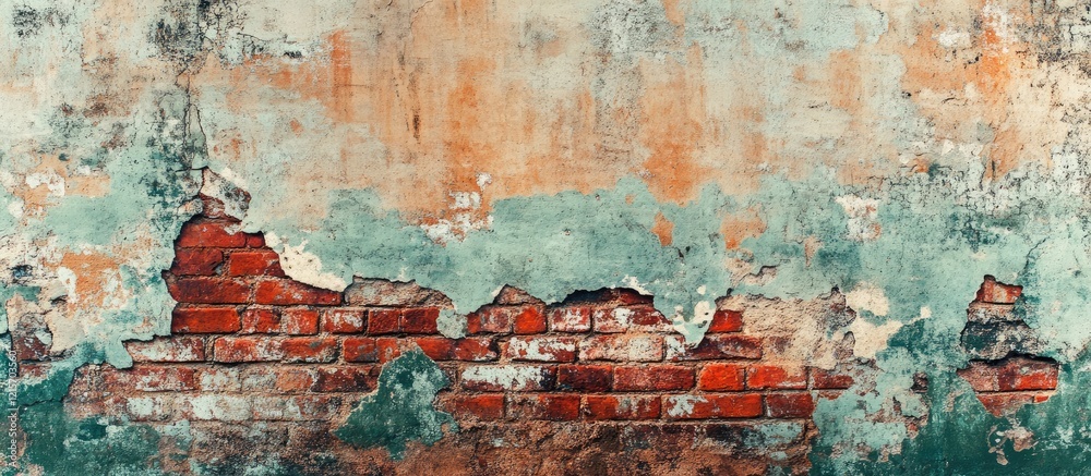 Old brick wall with peeling paint texture in grunge style with copy space for text placement Old brick wall with peeling paint texture in grunge style with copy space for text placement