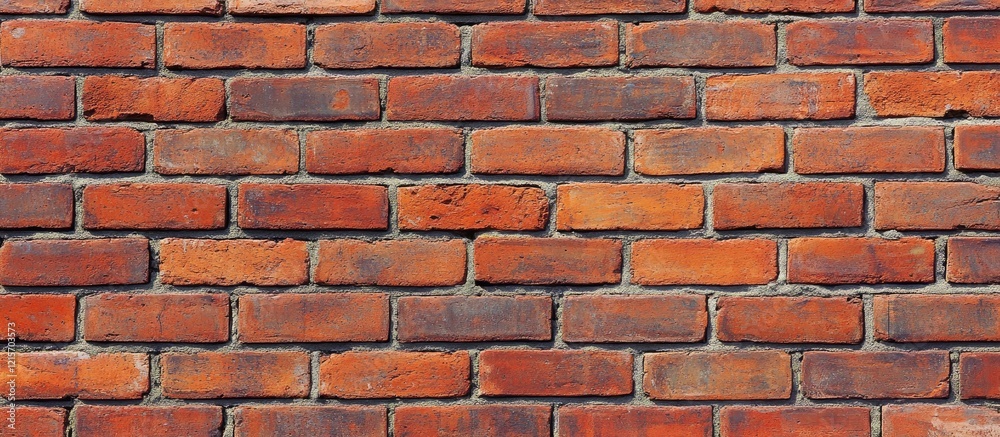 Fototapeta premium Red brick wall texture background with irregular pattern and visible mortar joints Copy Space