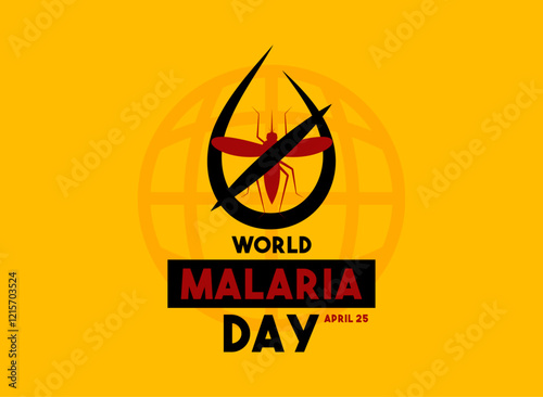 World Malaria Day design vector. April 25. Flat design vector. Yellow background. Poster, banner, card, background.