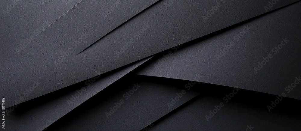 Abstract composition of overlapping black paper sheets with varying angles and textures Copy Space Abstract composition of overlapping black paper sheets with varying angles and textures Copy Space
