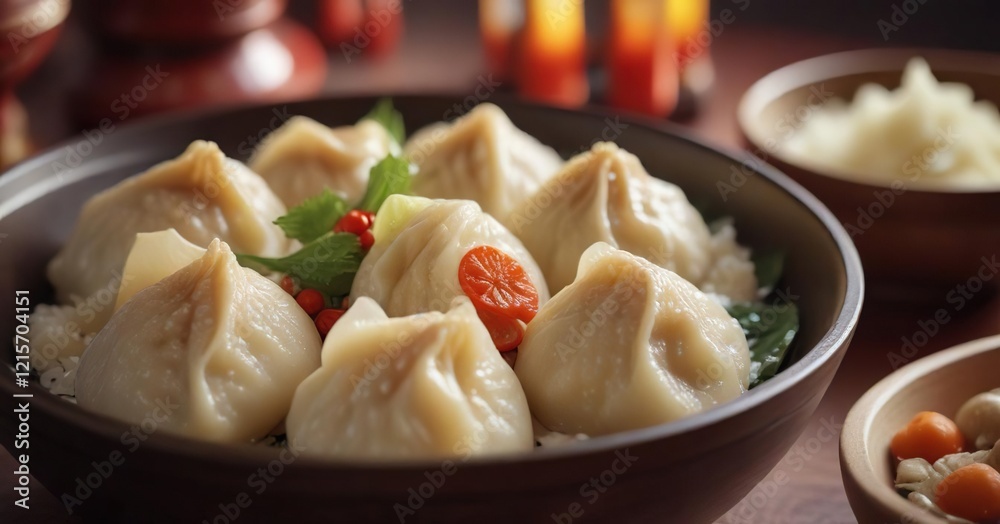 Closeup shot of a Chinese New Year's dish featuring steamed Asian rice dumplings, white background, asian rice dumplings Closeup shot of a Chinese New Year's dish featuring steamed Asian rice dumplings, white background, asian rice dumplings
