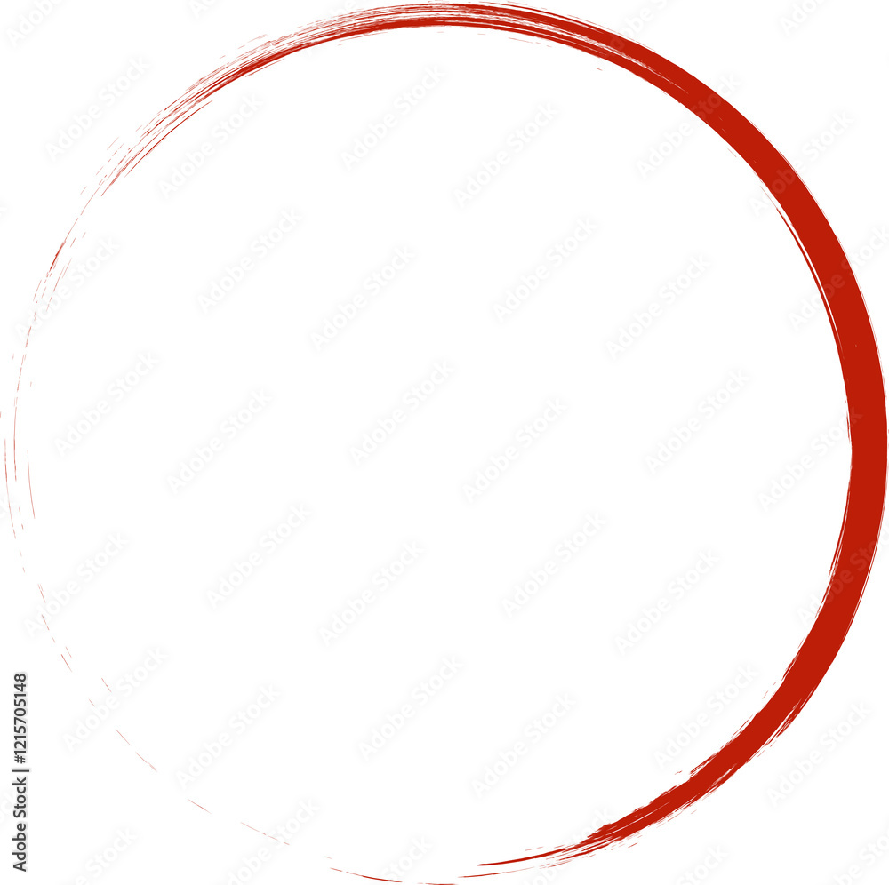 Red circle line brush. Grunge empty Red circle line brush. Grunge empty