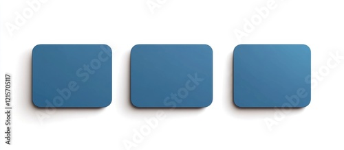 Three blue rectangular buttons on a white background with ample Copy Space for text placement.